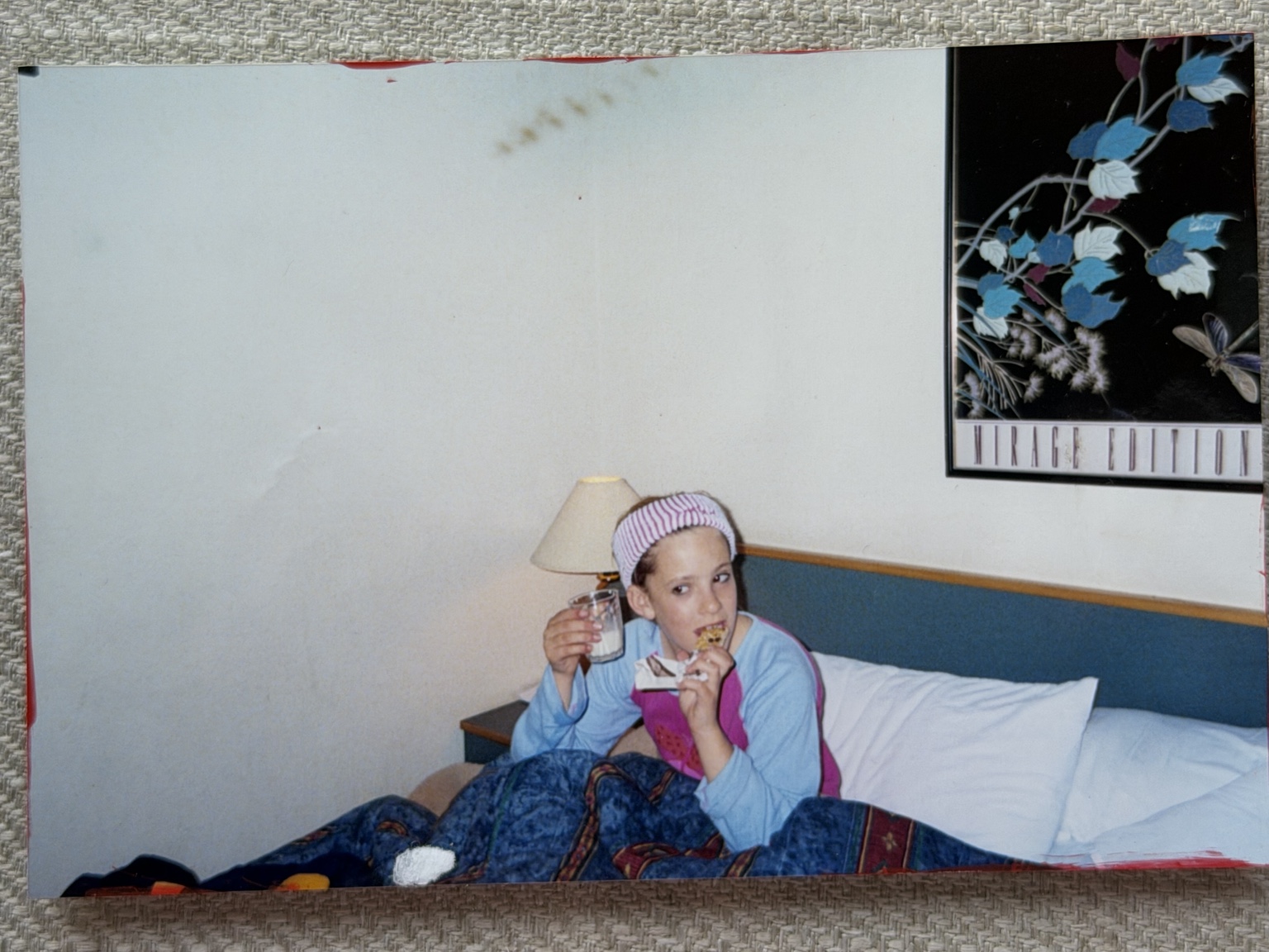Me in Year Six, posing with a glass of milk and a muesli bar